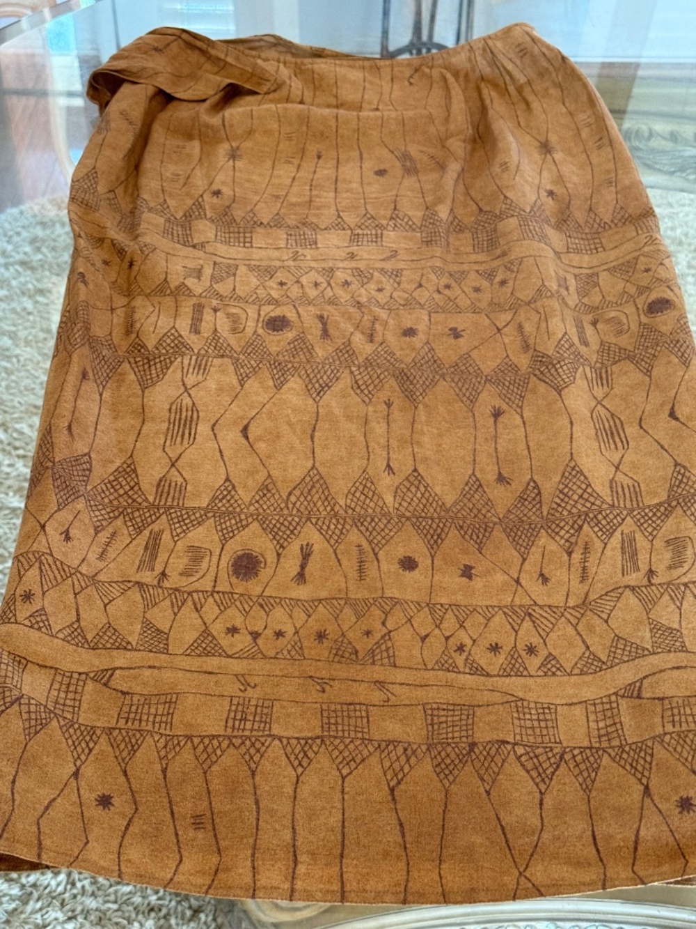 VTG Lauren Ralph Lauren Womens Maxi Tie Wrap Skirt 100% Linen 12 Boho Aztec - Picture 7 of 10